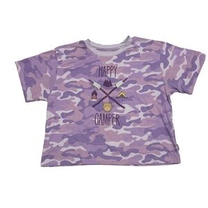 Magellan Outdoors Girls Happy Camper Camo Boxy Tee Shirt XL